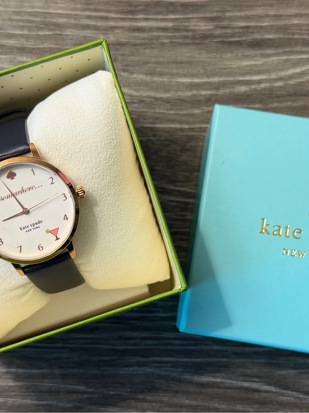 NIB KATE SPADE ♠️ METRO WATCH KSW9051 Rose Gold Martini/ navy band